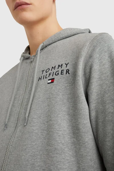 Světle šedá pánská mikina na zip Tommy Hilfiger