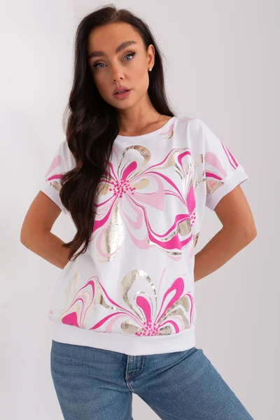 Dámské tričko s růžovými květy FPrice