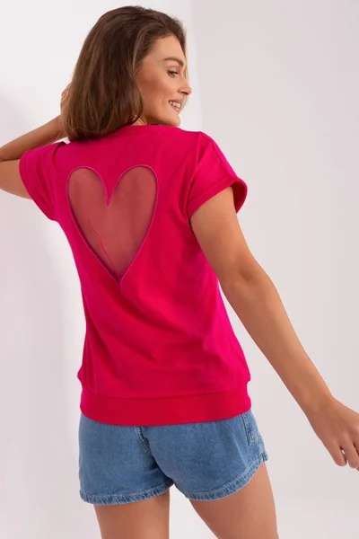 Tmavě růžové dámské tričko se srdíčkem na zádech RELEVANCE