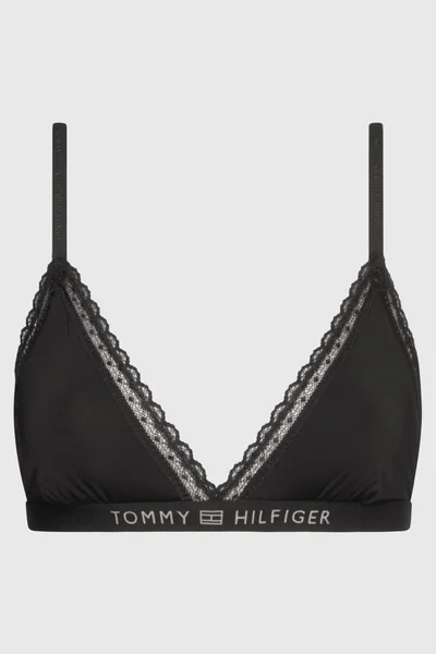 Černá trojúhelníková dámská podprsenka lemovaná krajkou Tommy Hilfiger