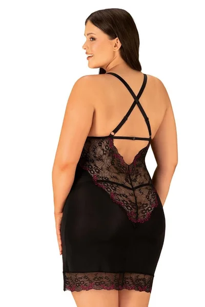 Rafinovaná košilka Vanessme chemise 2XL3XL - Obsessive černá