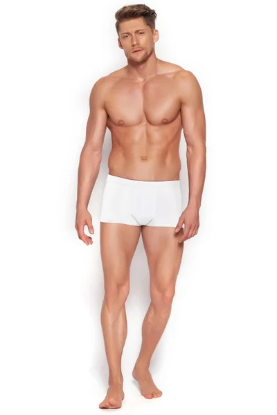 Bílé bavlněné boxerky s příměsí elastanu Henderson