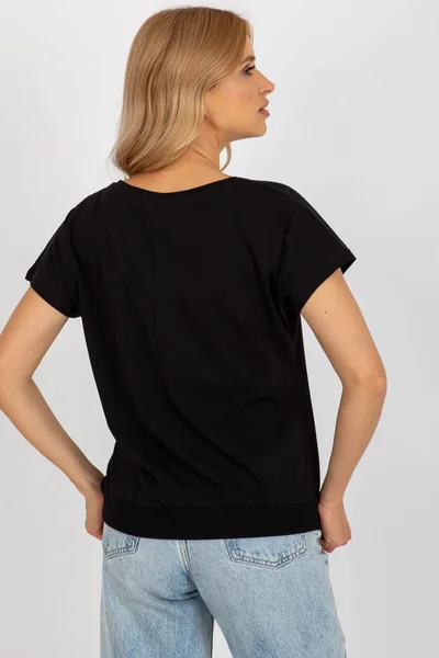 Černé dámské tričko s bílým potiskem FPrice