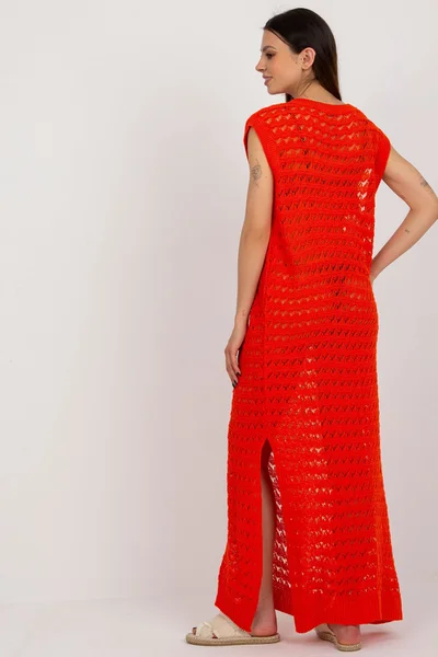 Korálové dámské síťované maxi šaty FPrice