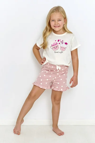 Dívčí růžovo-bílé pyžamo s puntíky Taro