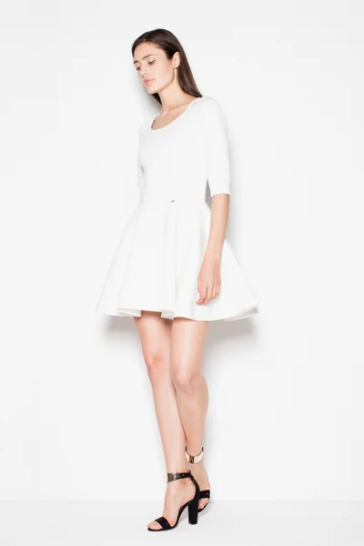 Dámské bílé mini šaty s áčkovou sukní plus size Venaton