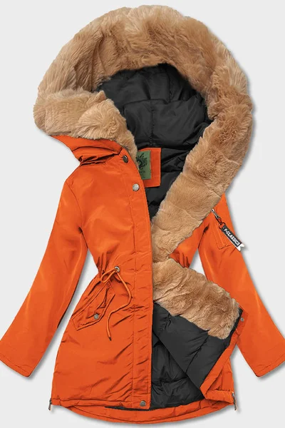 Oranžová dámská parka s kožešinou CANADA Mountain