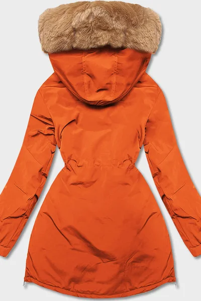 Oranžová dámská parka s kožešinou CANADA Mountain