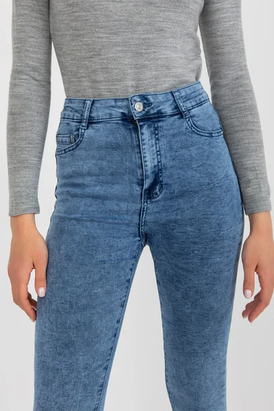 Dámské slim fit džíny v modré barvě s vysokým pasem FPrice