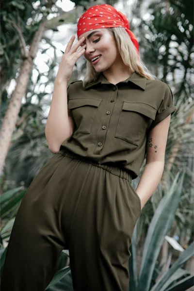 Khaki dámský overal BeWear safari styl