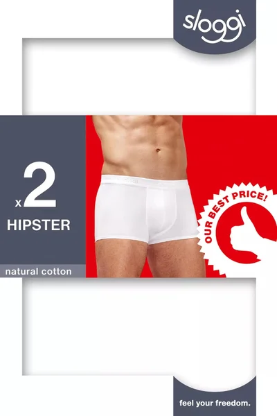 Pánské bílé boxerky Hipster 2ks - Sloggi