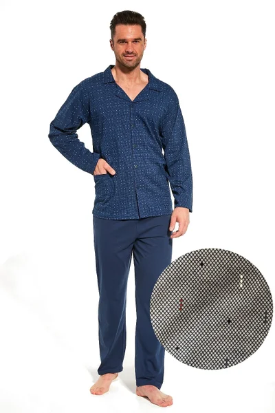 Pánské rozepínací pyžamo Cornette W335 dłr P306 3XL-5XL modrá