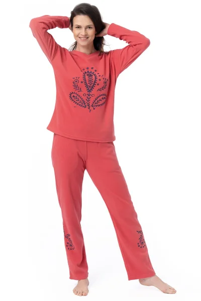 Korálové dámské pyžamo z mikrofleecu Key