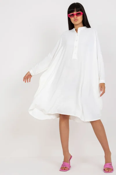 Bílé dámské oversize košilové šaty ITALY MODA