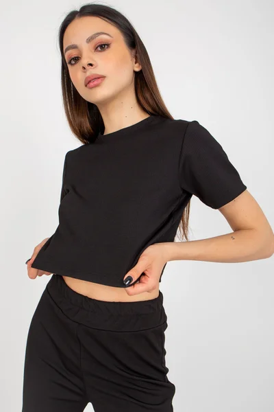 Pohodlná dámská souprava FPrice crop top a zvonové kalhoty