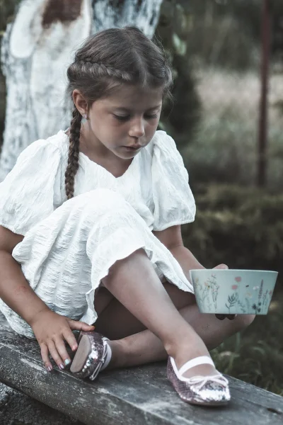 Dětské balerínky s flitry a mašlí Kesi