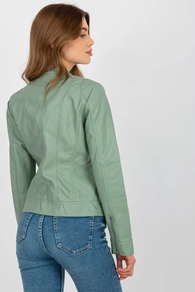 Světle zelená dámská koženková přechodová bunda FPrice