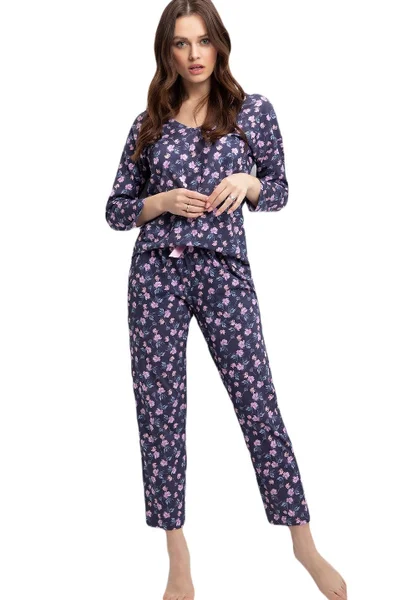 Dámské vzorované bavlněné pyžamo Luna plus size