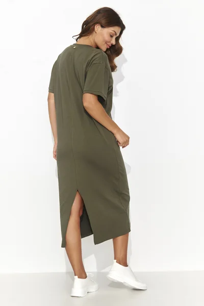 Midi dámské bavlněné khaki šaty Numinou