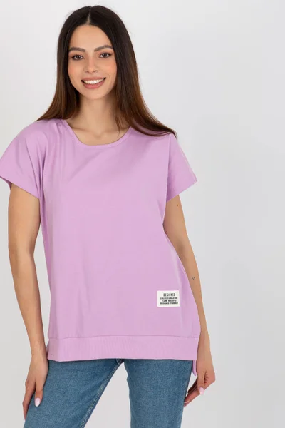 Lila dámské bavlněné tričko s rozparkem RELEVANCE