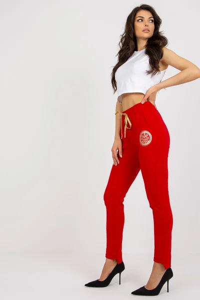 Červené teplákové úzké kalhoty FPrice
