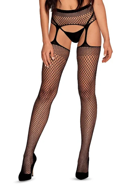 Dámské hravé punčochy CQ163 garter stockings - Obsessive (v barvě černá)