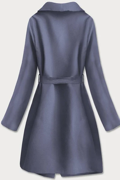 Šedomodrý dámský minimalistický kabát P118 MADE IN ITALY (barva Modrá)