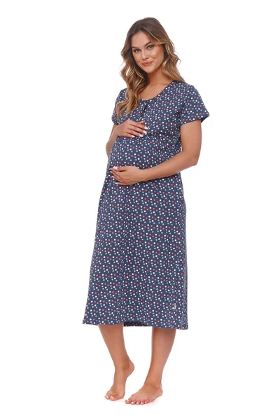 Midi dámská těhotenská noční košile s krátkým rukávem Doctornap