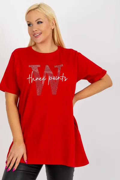 Volné červené dámské tričko s nápisem RELEVANCE