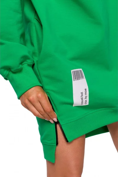 Zelený dlouhý svetr s bočními kapsami Moe
