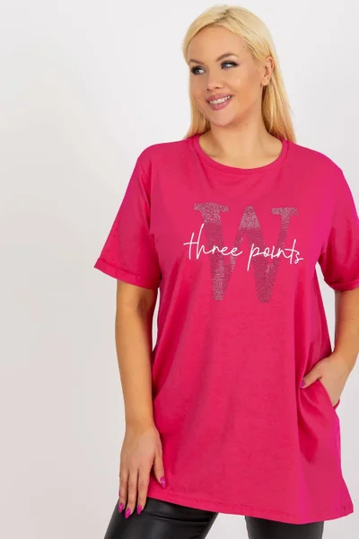 Tmavě růžové dámské volné tričko univerzální velikost RELEVANCE