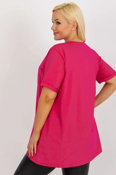 Tmavě růžové dámské volné tričko univerzální velikost RELEVANCE