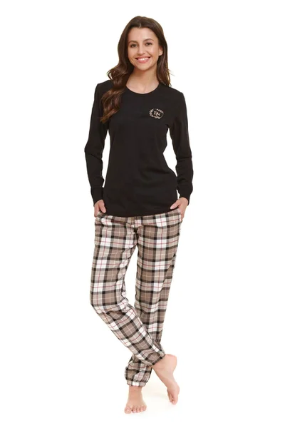 Pohodlné bavlněné dámské pyžamo s kostkovanými kalhotami Doctornap
