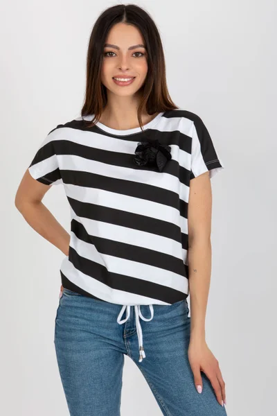 Černo-bílé dámské pruhované tričko RELEVANCE