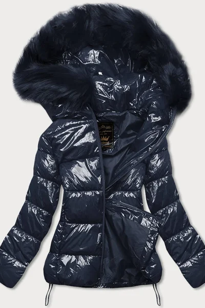 Černá metalická dámská prošívaná bunda s kapucí Libland