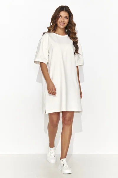 Minimalistické dámské ecru bavlněné šaty Numinou