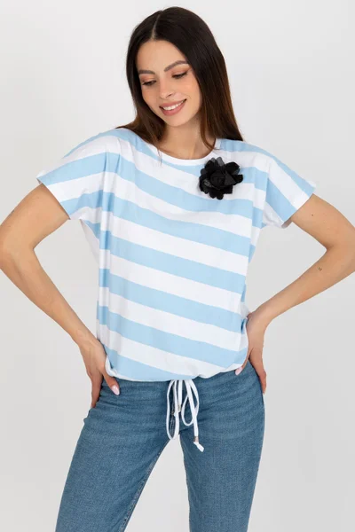 Modro-bílé dámské pruhované tričko s krátkým rukávem RELEVANCE