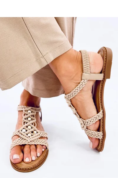 Pletené dámské sandály v přírodní barvě Inello