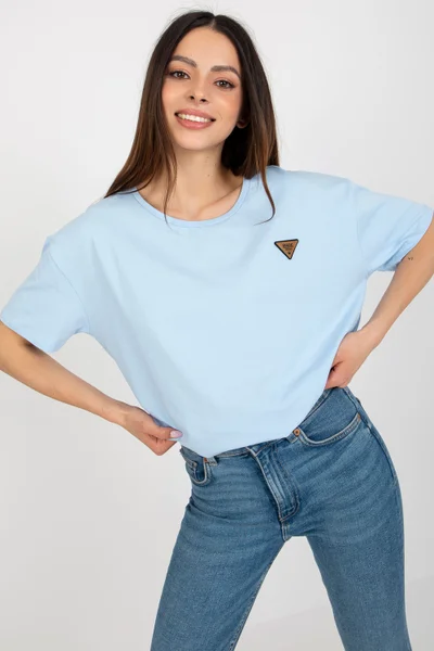 Baby blue dámské bavlněné tričko RELEVANCE regular fit