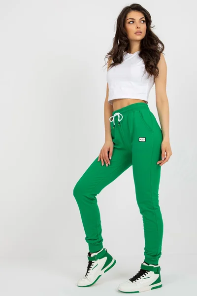 Zelené teplákové slim fit kalhoty FPrice
