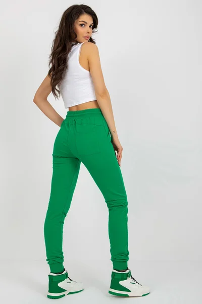 Zelené teplákové slim fit kalhoty FPrice