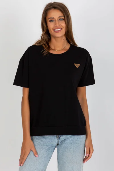Bavlněné dámské černé tričko s krátkým rukávem RELEVANCE