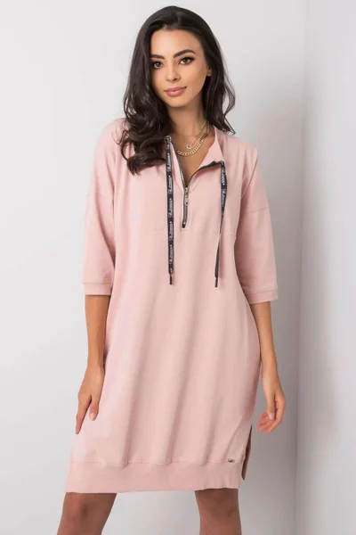 Světle růžové dámské domácí bavlněné šaty RELEVANCE