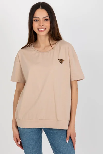 Volné dámské bavlněné tričko v béžové barvě RELEVANCE