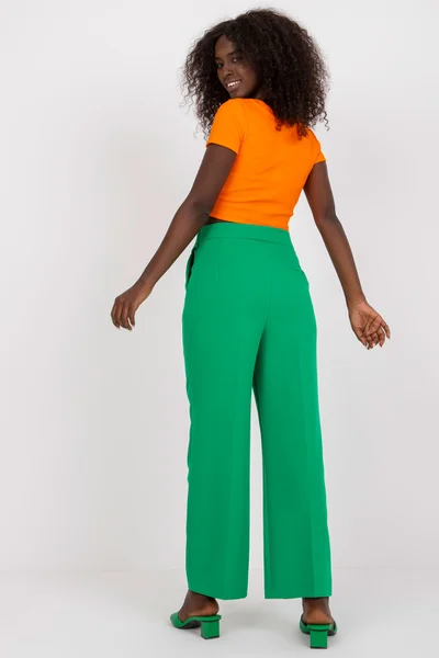 Dámské zelené kalhoty rovný střih FPrice
