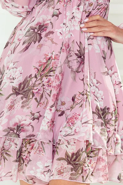 Letní růžové šaty s květinovým potiskem Numoco