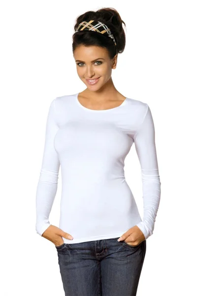 Přiléhavé dámské bílé tričko Babell plus size