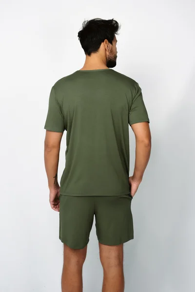 Khaki pánské pyžamo se šortkami Italian Fashion