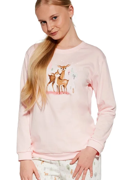 Dívčí pastelové pyžamo se srnkami Cornette