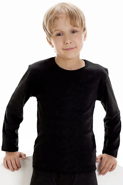 Černé bavlněné tričko pro chlapce Cornette